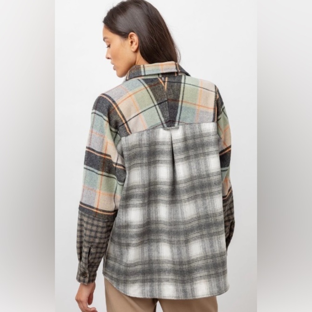 RAILS Ridley Jacket Mixed Mint Plaid Oversized Shirt Jacket Size Small - Picture 5 of 10